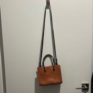 Anthropologie Vegan Leather Crossbody Tote Brown/Black